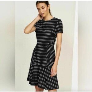 Hutch Anthropologie Stripe Eleanor Dress Black White Women's M
